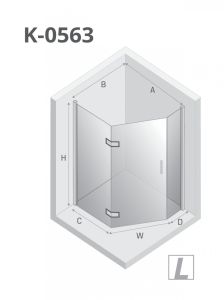 KABINA NEW AZURA 1D PIĘCIOKĄTNA ASYMETRYCZNA L 100x80x195 CZYSTE 6mm ACTIVE SHIELD 2.0