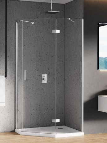 Przejdź do produktu KABINA NEW AZURA 1D PIĘCIOKĄTNA ASYMETRYCZNA P 100x80x195 CZYSTE 6mm ACTIVE SHIELD 2.0
