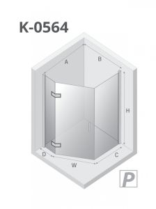 KABINA NEW AZURA 1D PIĘCIOKĄTNA ASYMETRYCZNA P 100x80x195 CZYSTE 6mm ACTIVE SHIELD 2.0