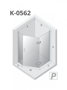 KABINA NEW AZURA 1D PIĘCIOKĄTNA ASYMETRYCZNA P 100x80x195 CZYSTE 6mm ACTIVE SHIELD 2.0