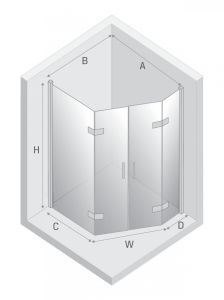KABINA NEW AZURA 2D PIĘCIOKĄTNA  80x80x195 CZYSTE 6mm ACTIVE SHIELD 2.0