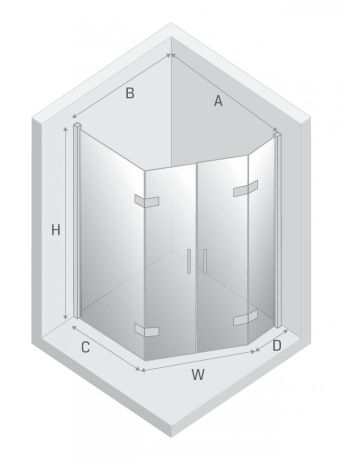 Przejdź do produktu KABINA NEW AZURA 2D PIĘCIOKĄTNA  80x80x195 CZYSTE 6mm ACTIVE SHIELD 2.0