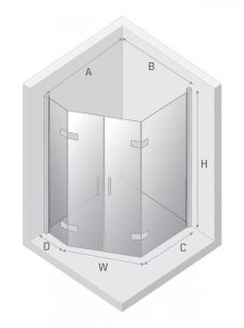 KABINA NEW AZURA 2D PIĘCIOKĄTNA  100x80x195 CZYSTE 6mm ACTIVE SHIELD 2.0