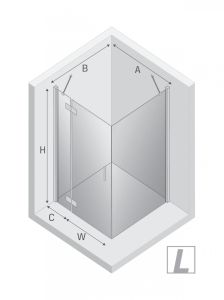 NZ2 KABINA NEW RENOMA BLACK 1D KWADRATOWA L 100x100x195 CZYSTE 6mm ACTIVE SHIELD 2.0