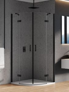 NZ2 KABINA NEW MERANA BLACK 2D PÓŁOKRĄGŁA  80x80x195 CZYSTE 6mm ACTIVE SHIELD 2.0