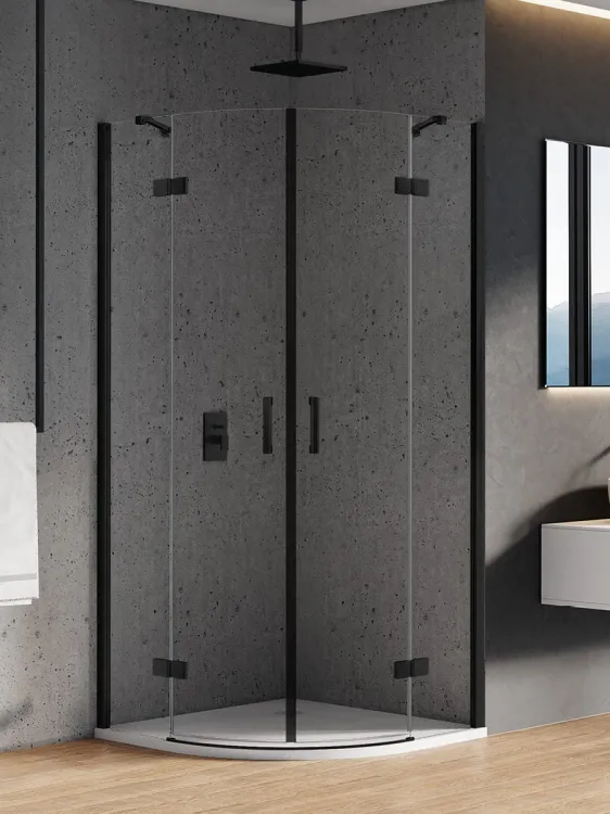 NZ2 KABINA NEW MERANA BLACK 2D PÓŁOKRĄGŁA  80x80x195 CZYSTE 6mm ACTIVE SHIELD 2.0