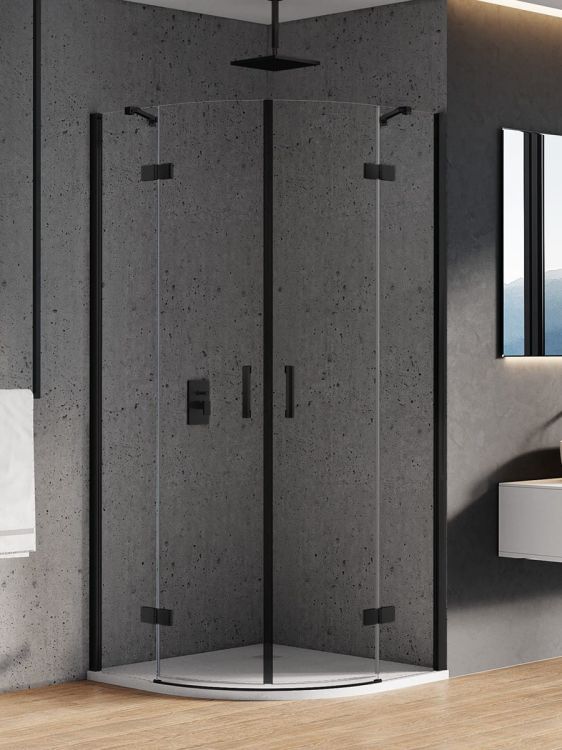 NZ2 KABINA NEW MERANA BLACK 2D PÓŁOKRĄGŁA  100x100x195 CZYSTE 6mm ACTIVE SHIELD 2.0