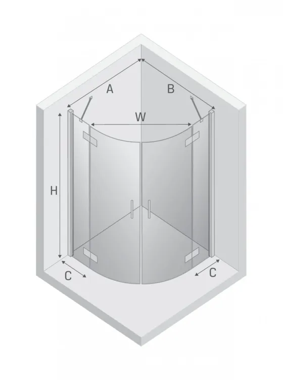 NZ2 KABINA NEW MERANA BLACK 2D PÓŁOKRĄGŁA  100x100x195 CZYSTE 6mm ACTIVE SHIELD 2.0