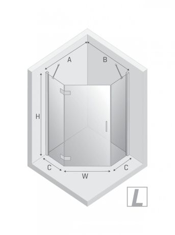 Przejdź do produktu KABINA NEW AZURA BLACK 1D PIĘCIOKĄTNA L 90x90x195 CZYSTE 6mm ACTIVE SHIELD 2.0