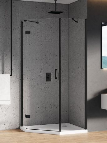 Przejdź do produktu KABINA NEW AZURA BLACK 1D ASYMETRYCZNA L 80x80x195 CZYSTE 6mm ACTIVE SHIELD 2.0