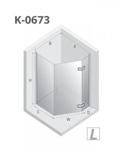 KABINA NEW AZURA BLACK 1D ASYMETRYCZNA L 80x80x195 CZYSTE 6mm ACTIVE SHIELD 2.0