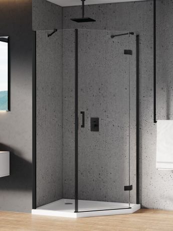 Przejdź do produktu KABINA NEW AZURA BLACK 1D ASYMETRYCZNA P 80x80x195 CZYSTE 6mm ACTIVE SHIELD 2.0