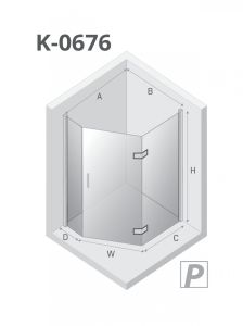 KABINA NEW AZURA BLACK 1D ASYMETRYCZNA P 90x90x195 CZYSTE 6mm ACTIVE SHIELD 2.0