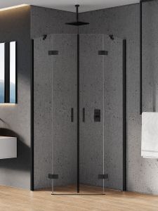 KABINA NEW AZURA BLACK 2D PIĘCIOKĄTNA  80x80x195 CZYSTE 6mm ACTIVE SHIELD 2.0