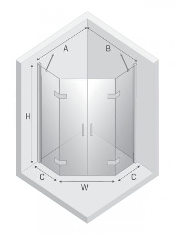 Przejdź do produktu KABINA NEW AZURA BLACK 2D PIĘCIOKĄTNA  80x80x195 CZYSTE 6mm ACTIVE SHIELD 2.0