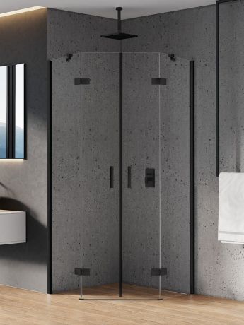 Przejdź do produktu KABINA NEW AZURA BLACK 2D PIĘCIOKĄTNA  90x90x195 CZYSTE 6mm ACTIVE SHIELD 2.0