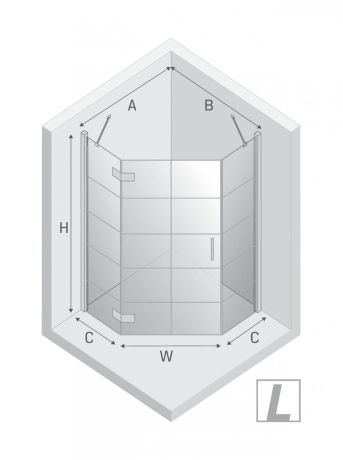 Przejdź do produktu KABINA NEW AZURA BLACK 1D PIĘCIOKĄTNA L 90x90x195 CZYSTE 6mm ACTIVE SHIELD 2.0 WZÓR KRATKA