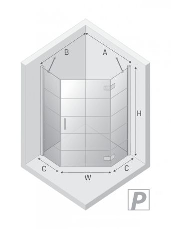 Przejdź do produktu KABINA NEW AZURA BLACK 1D PIĘCIOKĄTNA P 90x90x195 CZYSTE 6mm ACTIVE SHIELD 2.0 WZÓR KRATKA