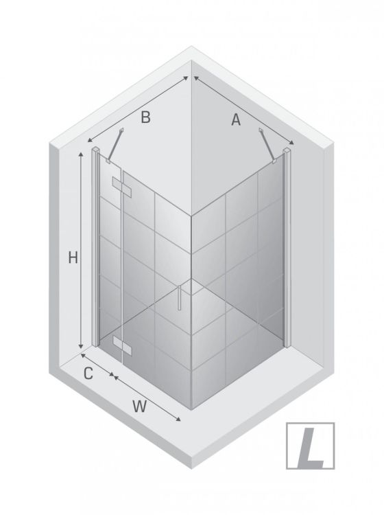 KABINA NEW RENOMA BLACK 1D PROSTOKĄTNA L 90x80x195 CZYSTE 6mm ACTIVE SHIELD 2.0 WZÓR KRATKA