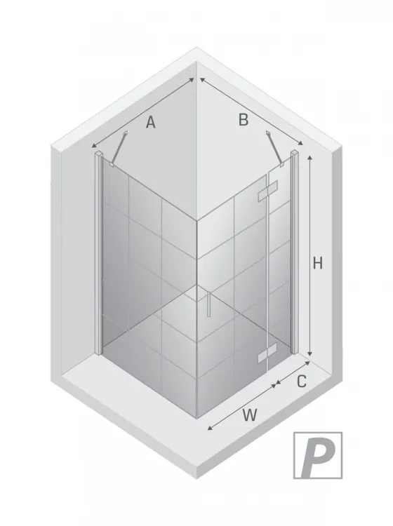 KABINA NEW RENOMA BLACK 1D PROSTOKĄTNA P 90x80x195 CZYSTE 6mm ACTIVE SHIELD 2.0 WZÓR KRATKA