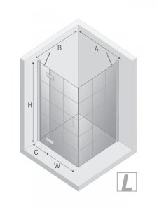 KABINA NEW RENOMA BLACK 1D KWADRATOWA L 90x90x195 CZYSTE 6mm ACTIVE SHIELD 2.0 WZÓR KRATKA