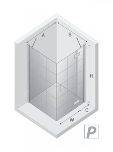 KABINA NEW RENOMA BLACK 1D PROSTOKĄTNA P 120x80x195 CZYSTE 6mm ACTIVE SHIELD 2.0 WZÓR KRATKA