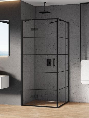 Przejdź do produktu KABINA NEW RENOMA BLACK 1D PROSTOKĄTNA L 120x90x195 CZYSTE 6mm ACTIVE SHIELD 2.0 WZÓR KRATKA