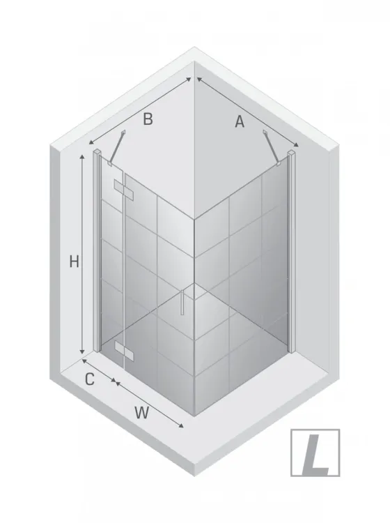 KABINA NEW RENOMA BLACK 1D PROSTOKĄTNA L 120x90x195 CZYSTE 6mm ACTIVE SHIELD 2.0 WZÓR KRATKA
