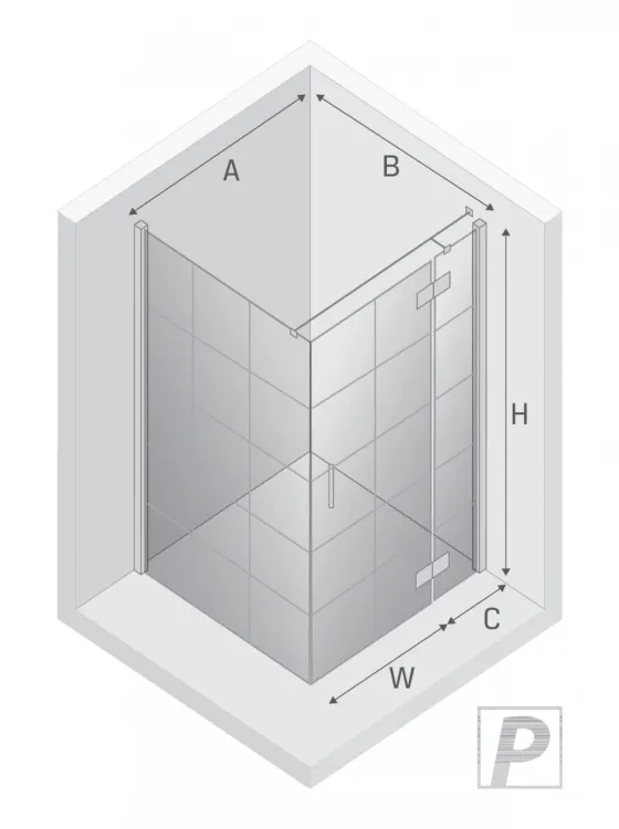 KABINA NEW RENOMA BLACK 1D PROSTOKĄTNA P 100x80x195 CZYSTE 6mm ACTIVE SHIELD 2.0 WZÓR KRATKA WSP. RÓWNOLEGŁY