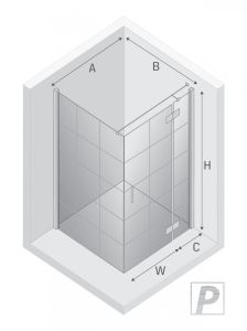 KABINA NEW RENOMA BLACK 1D PROSTOKĄTNA P 100x90x195 CZYSTE 6mm ACTIVE SHIELD 2.0 WZÓR KRATKA WSP. RÓWNOLEGŁY