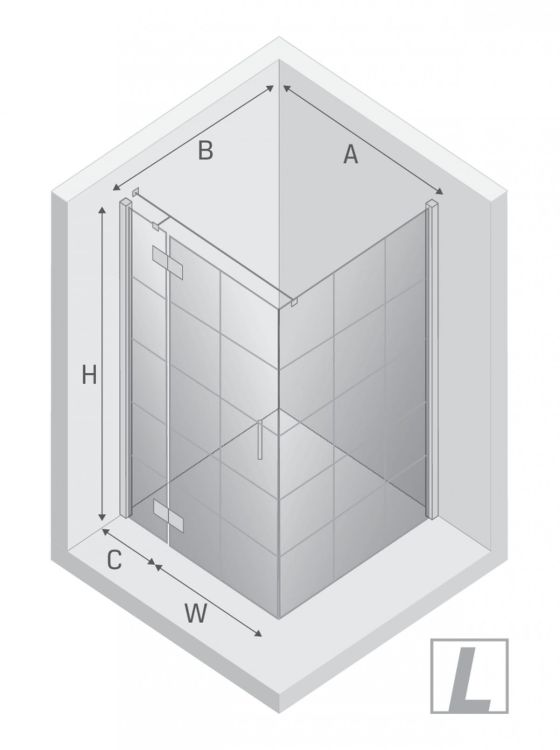 KABINA NEW RENOMA BLACK 1D PROSTOKĄTNA L 120x80x195 CZYSTE 6mm ACTIVE SHIELD 2.0 WZÓR KRATKA WSP. RÓWNOLEGŁY