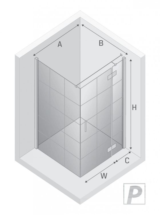 KABINA NEW RENOMA BLACK 1D PROSTOKĄTNA P 120x90x195 CZYSTE 6mm ACTIVE SHIELD 2.0 WZÓR KRATKA WSP. RÓWNOLEGŁY