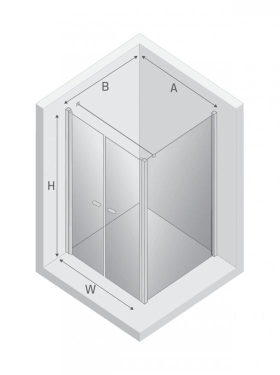 KABINA NEW SOLEO 2D KWADRATOWA U 90x90x195 CZYSTE 6mm ACTIVE SHIELD 2.0  WSP. RÓWNOLEGŁY