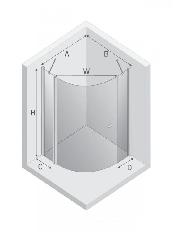 NZ2 KABINA NEW SOLEO 1D PÓŁOKRĄGŁA U 100x100x195 CZYSTE 6mm ACTIVE SHIELD 2.0