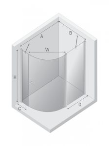 NZ2 KABINA NEW SOLEO 1D ASYMETRYCZNA U 120x85x195 CZYSTE 6mm ACTIVE SHIELD 2.0