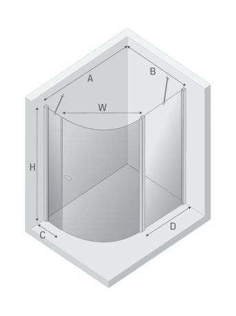 Przejdź do produktu NZ2 KABINA NEW SOLEO 1D ASYMETRYCZNA U 120x85x195 CZYSTE 6mm ACTIVE SHIELD 2.0