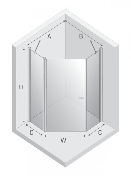 KABINA NEW SOLEO 1D PIĘCIOKĄTNA U 80x80x195 CZYSTE 6mm ACTIVE SHIELD 2.0