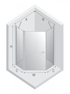 KABINA NEW SOLEO 1D PIĘCIOKĄTNA U 90x90x195 CZYSTE 6mm ACTIVE SHIELD 2.0