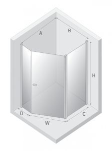 KABINA NEW SOLEO 1D ASYMETRYCZNA U 100x80x195 CZYSTE 6mm ACTIVE SHIELD 2.0