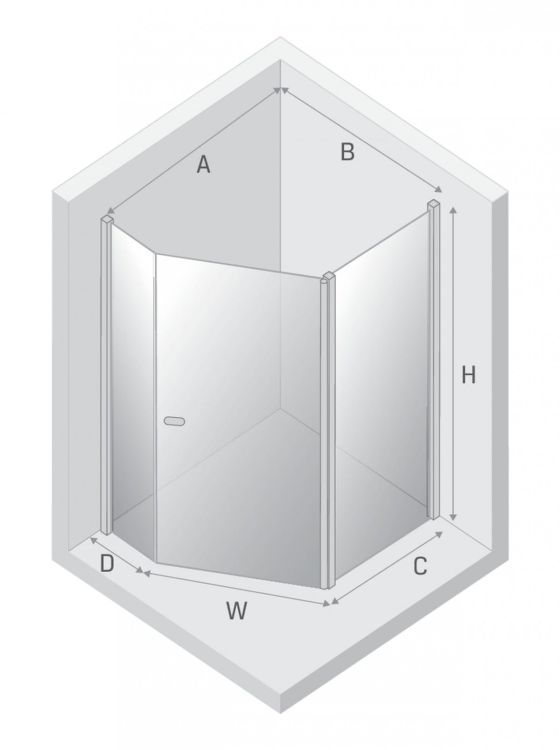 KABINA NEW SOLEO 1D ASYMETRYCZNA U 100x80x195 CZYSTE 6mm ACTIVE SHIELD 2.0