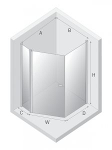 KABINA NEW SOLEO 1D ASYMETRYCZNA U 100x80x195 CZYSTE 6mm ACTIVE SHIELD 2.0