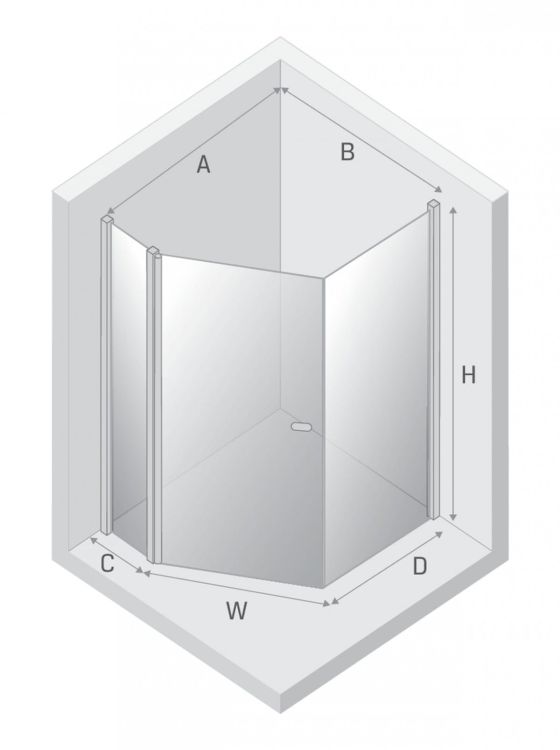 KABINA NEW SOLEO 1D ASYMETRYCZNA U 100x80x195 CZYSTE 6mm ACTIVE SHIELD 2.0