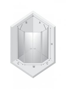 KABINA NEW SOLEO 2D PIĘCIOKĄTNA  90x90x195 CZYSTE 6mm ACTIVE SHIELD 2.0