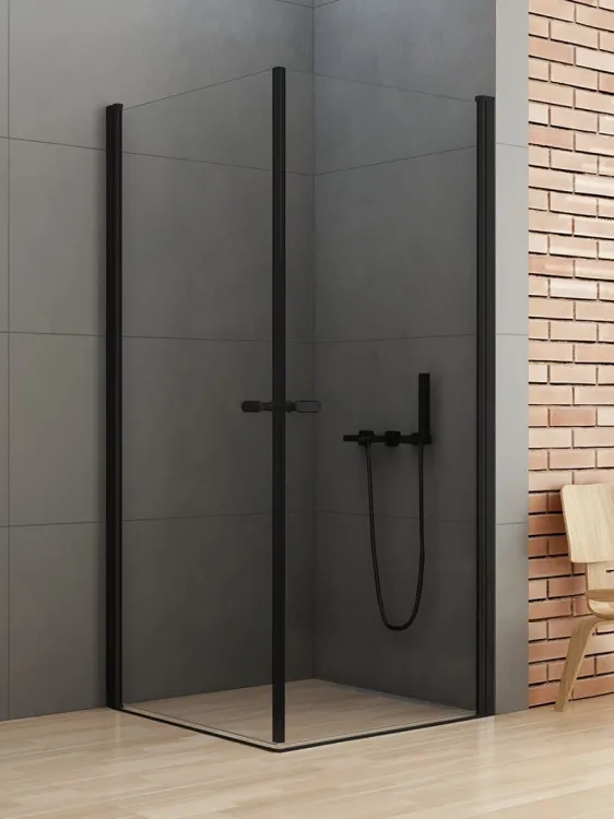 KABINA NEW SOLEO BLACK 2D PROSTOKĄTNA U 80x100x195 CZYSTE 6mm ACTIVE SHIELD 2.0