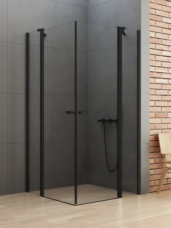 KABINA NEW SOLEO BLACK 2D PROSTOKĄTNA U 100x100x195 CZYSTE 6mm ACTIVE SHIELD 2.0