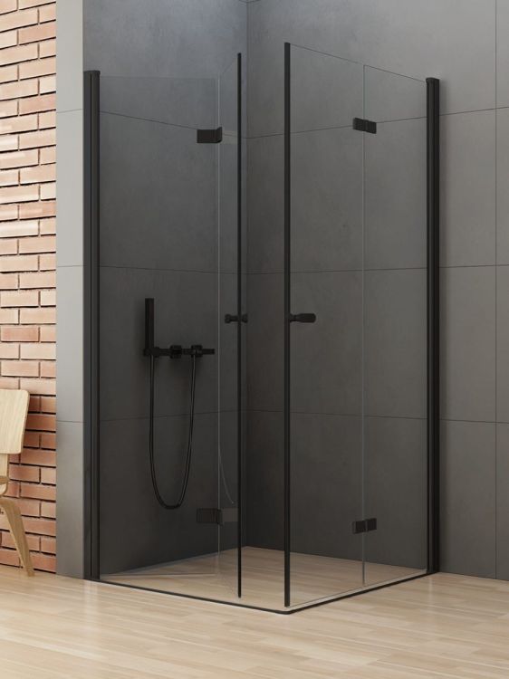 KABINA NEW SOLEO BLACK 2D KWADRATOWA  80x80x195 CZYSTE 6mm ACTIVE SHIELD 2.0