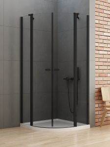 NZ2 KABINA NEW SOLEO BLACK 2D PÓŁOKRĄGŁA U 100x100x195 CZYSTE 6mm ACTIVE SHIELD 2.0