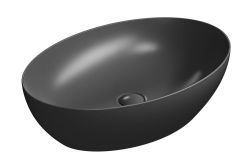 PURA umywalka ceramiczna nablatowa 60x42 cm, czarny mat