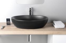 PURA umywalka ceramiczna nablatowa 60x42 cm, czarny mat