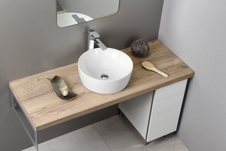 SAND umywalka ceramiczna nablatowa, średnica 40 cm, biały ExtraGlaze